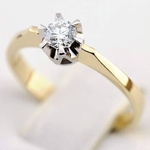 Pierścionek zaręczynowy Kartezja z diamentem z białego i żółtego złota
