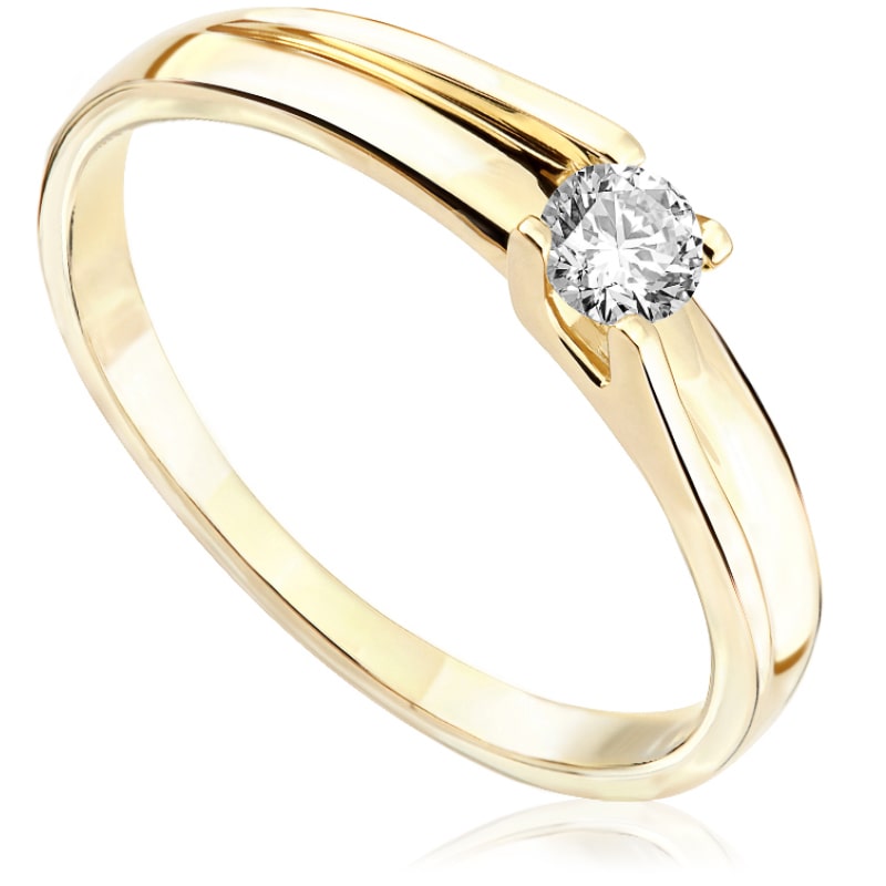 Pierścionek zaręczynowy z diamentem z żółtego złota P0206ZBct