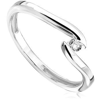 Pierścionek zaręczynowy Roso z diamentem z białego złota 0,04ct