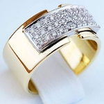 Pierścionek zaręczynowy Sablo z diamentami z białego i żółtego złota