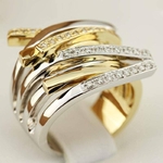 Pierścionek zaręczynowy Sablo z brylantami z białego i żółtego złota
