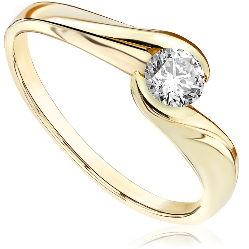Pierścionek zaręczynowy Roso z diamentem z żółtego złota P0071ZB 0,31ctct
