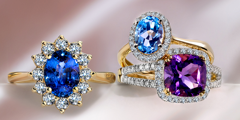 Złote pierścionki z kamieniami