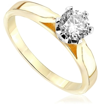 Pierścionek zaręczynowy Kartezja z diamentem z białego i żółtego złota 0,50ct
