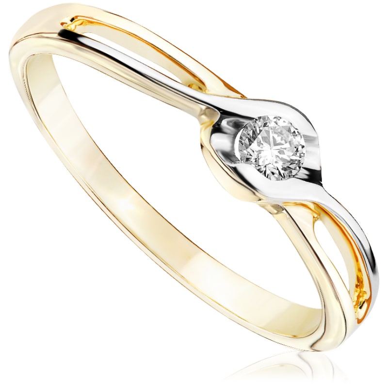 Pierścionek zaręczynowy Roso z diamentem z żółtego złota P0404ZB 0,09ctct