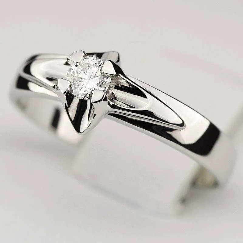 Pierścionek zaręczynowy z diamentem Kartezja z białego złota 0,15ct