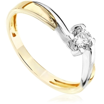 Pierścionek zaręczynowy Kartezja z diamentem z białego i żółtego złota 0,18ct