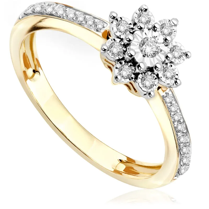 Pierścionek z brylantami z białego i zółtego złota P0541TBct