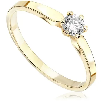 Pierścionek zaręczynowy z diamentem Kartezja z żółtego złota 0,19ct