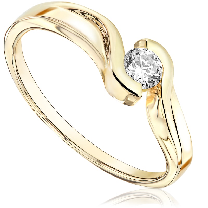 Pierścionek zaręczynowy z diamentem z żółtego złota P0193ZBct
