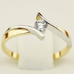 Pierścionek zaręczynowy Roso z diamentem z białego i żółtego złota P0027TB