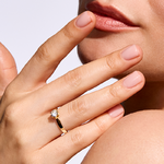 Pierścionek zaręczynowy z brylantem Kartezja z żółtego złota