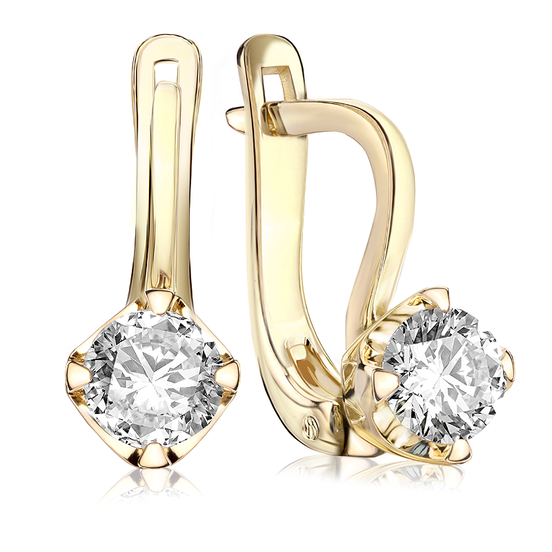 Kolczyki z brylantami Kartezja z żółtego złota