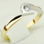 Pierścionek zaręczynowy Roso z diamentem z białego i żółtego złota P0028TB