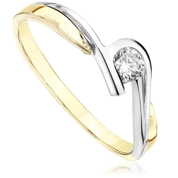 Pierścionek zaręczynowy Roso z diamentem z białego i żółtego złota 0,17ct