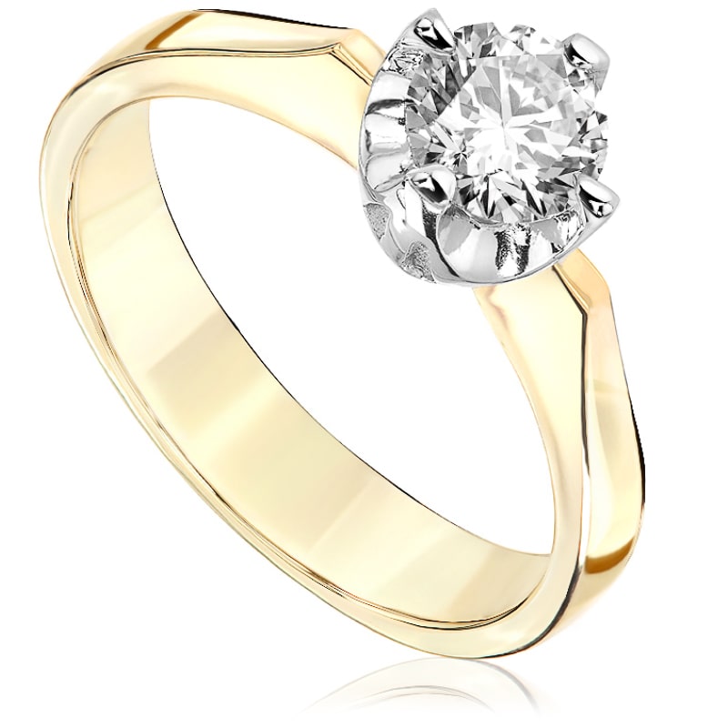 Pierścionek zaręczynowy Kartezja z diamentem z białego i żółtego złota P0173TB