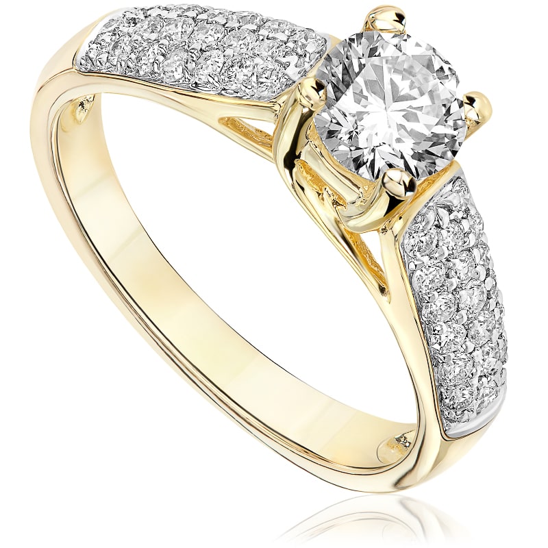 Pierścionek zaręczynowy z diamentami z żółtego złota P0468ZBct