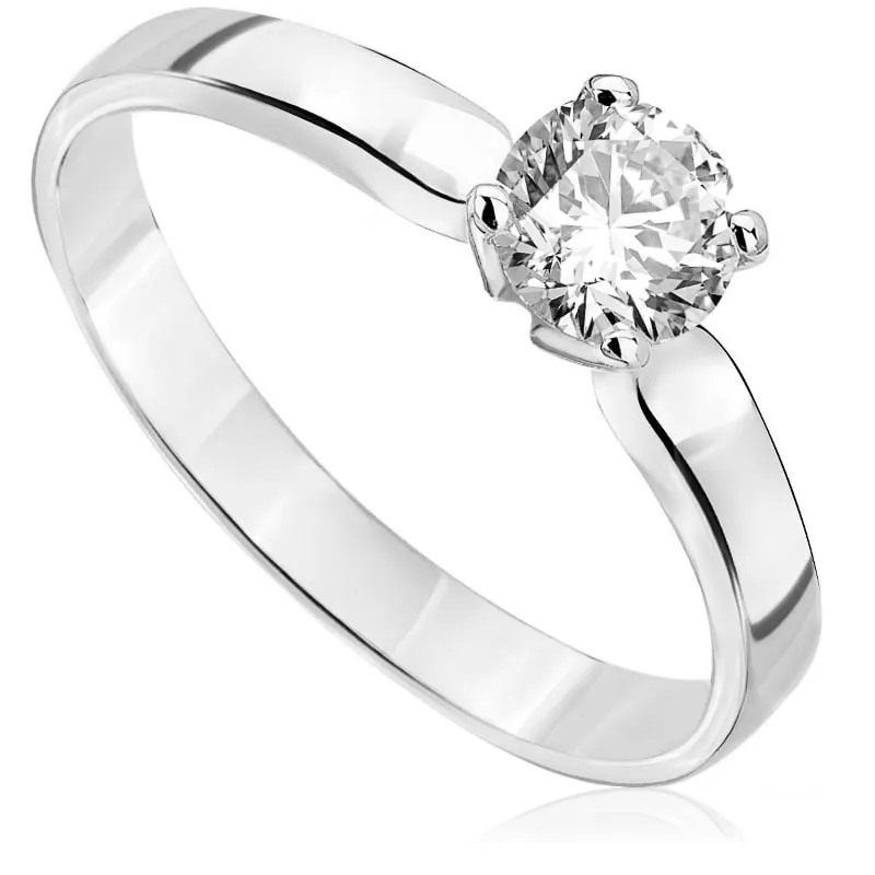 Pierścionek zaręczynowy z brylantem Kartezja z białego złota