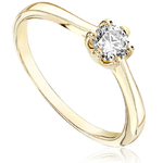 Pierścionek zaręczynowy z brylantem Kartezja z żółtego złota