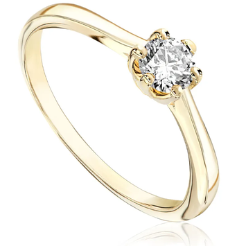 Pierścionek zaręczynowy z brylantem Kartezja z żółtego złota 0,23ct