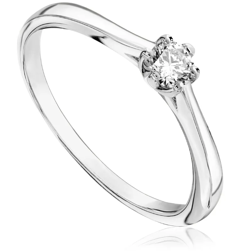 Pierścionek zaręczynowy z brylantem Kartezja z białego złota