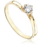 Pierścionek zaręczynowy z brylantem Kartezja z żółtego złota