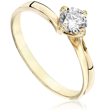 Pierścionek zaręczynowy z brylantem Kartezja z żółtego złota 0,40ct