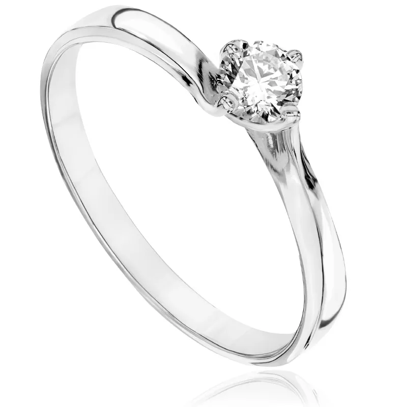Pierścionek zaręczynowy z brylantem Kartezja z białego złota