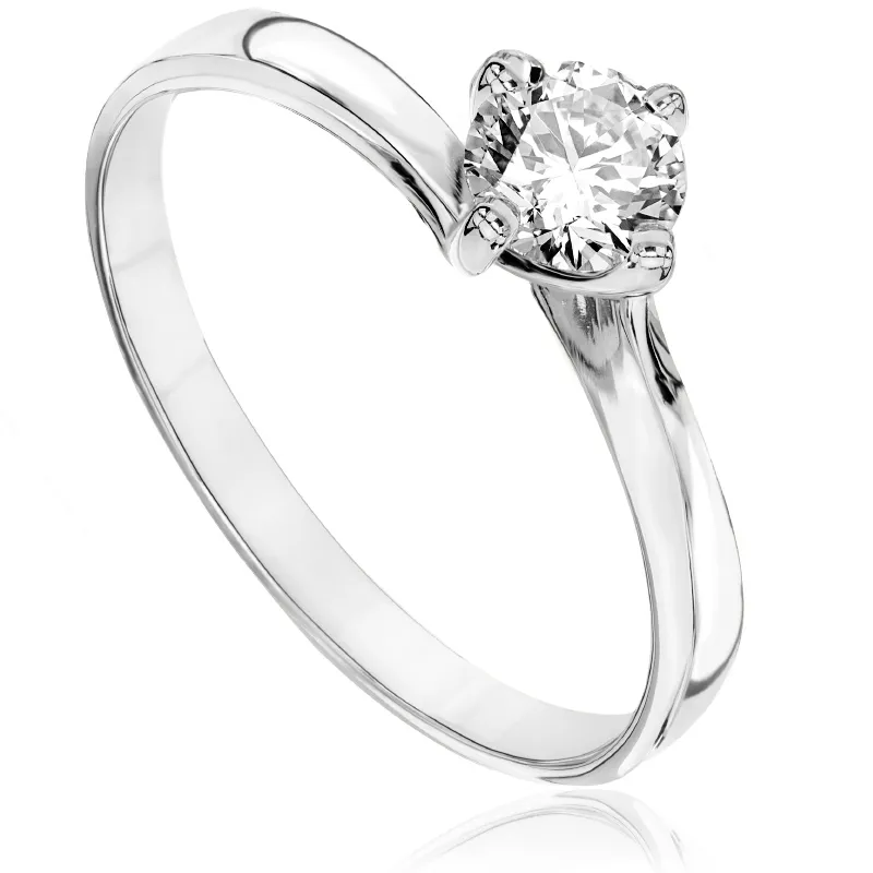 Pierścionek zaręczynowy z brylantem Kartezja z białego złota P0284BB 0.30 ctct