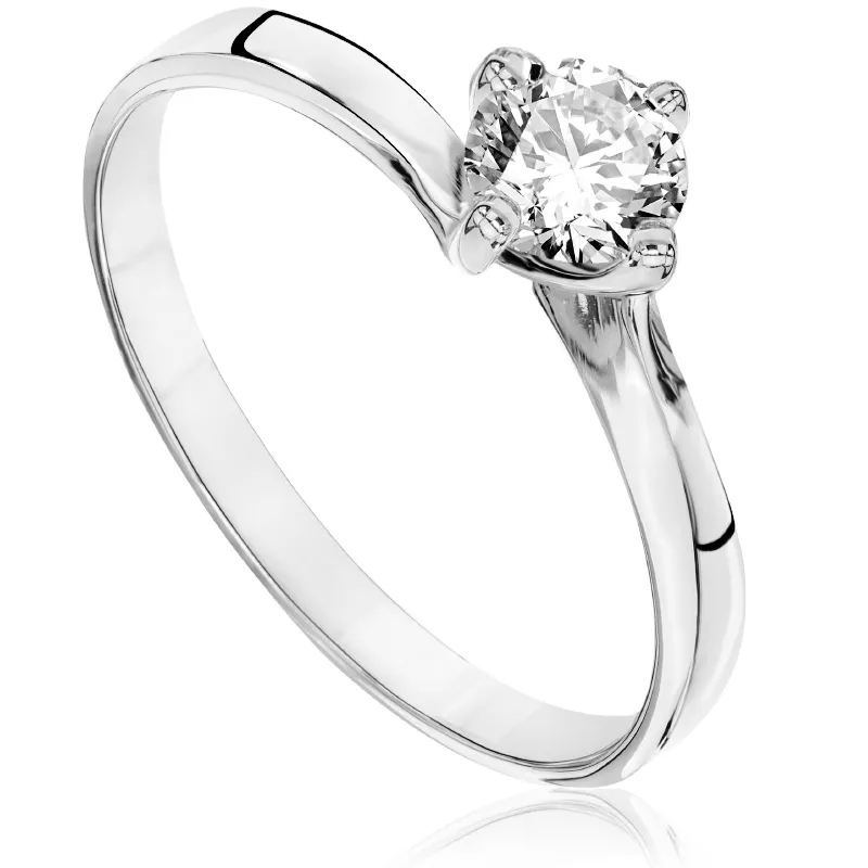 Pierścionek zaręczynowy z brylantem Kartezja z białego złota