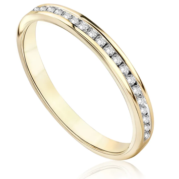 Pierścionek obrączkowy z brylantami Sablo z żółtego złota 0,15ct