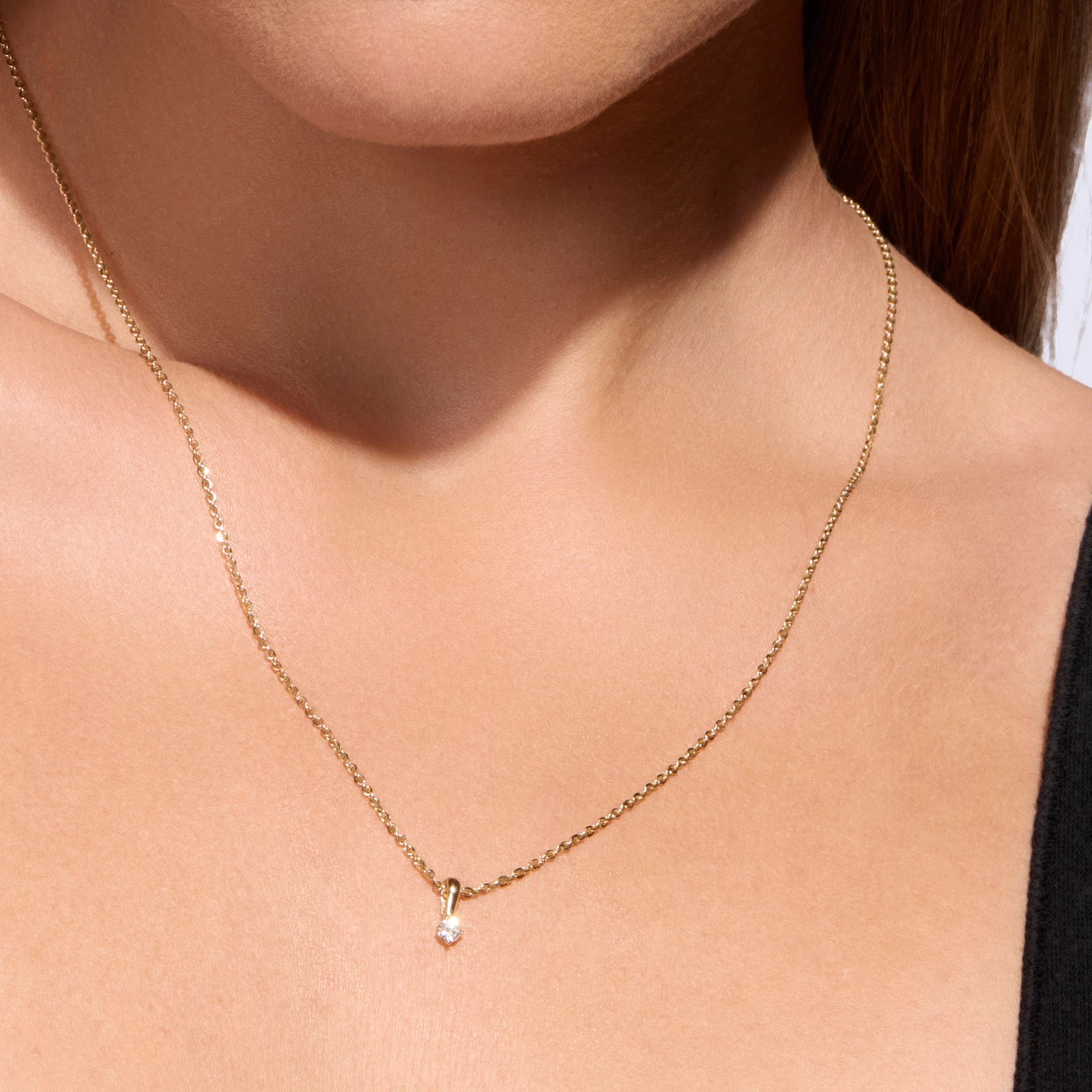 Zawieszka z diamentem Kartezja z żółtego złota 0,11ct