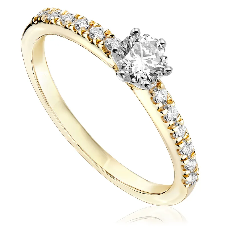 Pierścionek zaręczynowy z brylantami Ventego z białego i żółtego złota