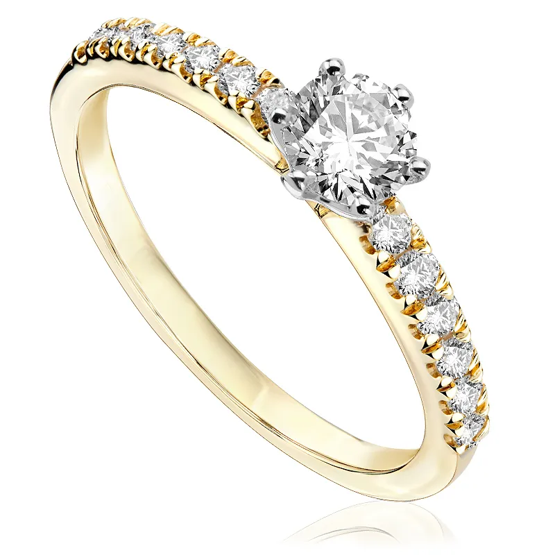 Pierścionek zaręczynowy z brylantami Ventego z białego i żółtego złota