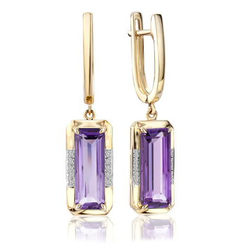 Kolczyki z brylantami i ametystem Ventego z żółtego złota 5,20ct