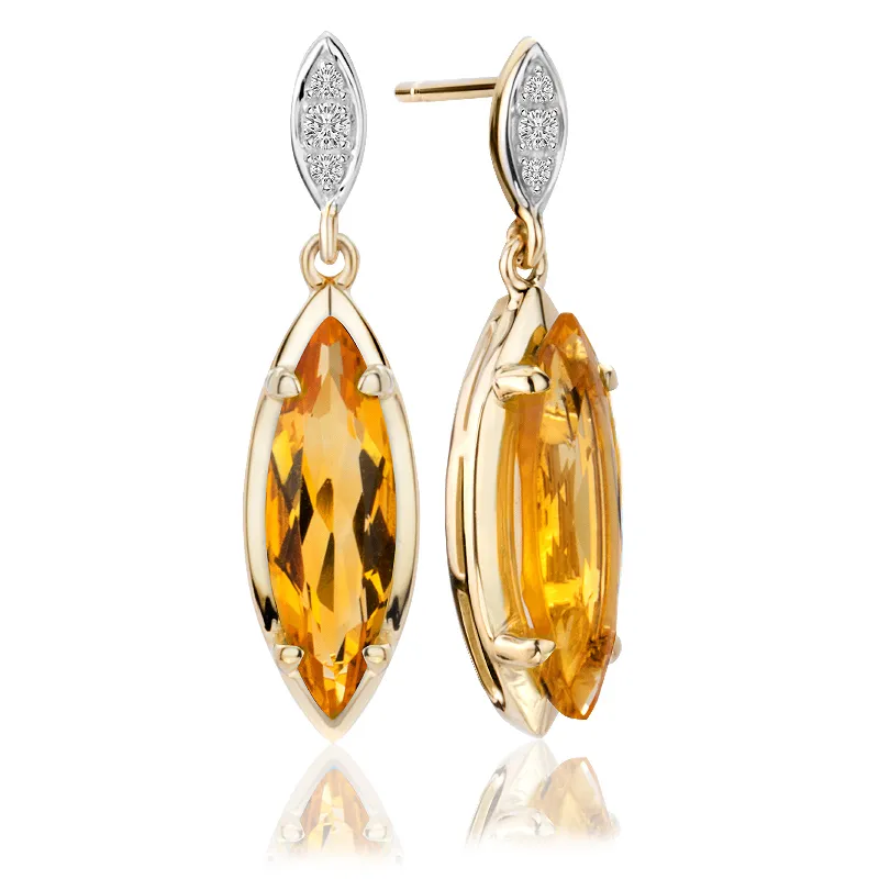 Kolczyki z brylantami i cytrynami Ventego z żółtego złota