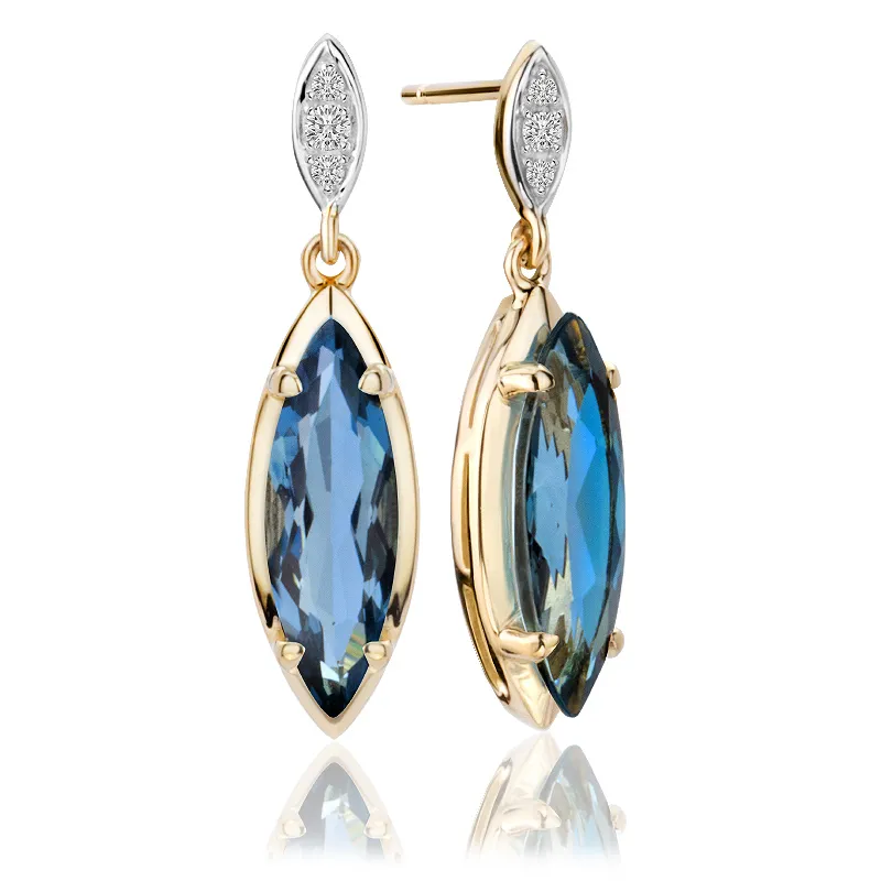 Kolczyki z brylantami i topazami Ventego z żółtego złota