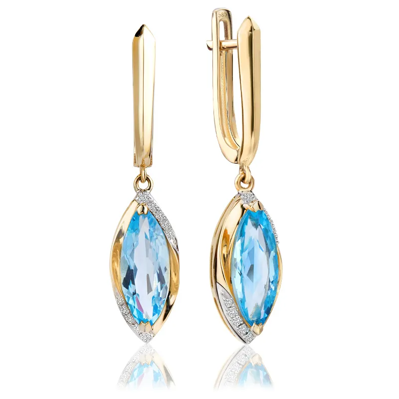 Kolczyki z brylantami i topazami Ventego z żółtego złota