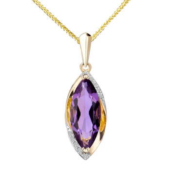 Zawieszka z brylantami i ametystem Ventego z żółtego złota 1,40ct