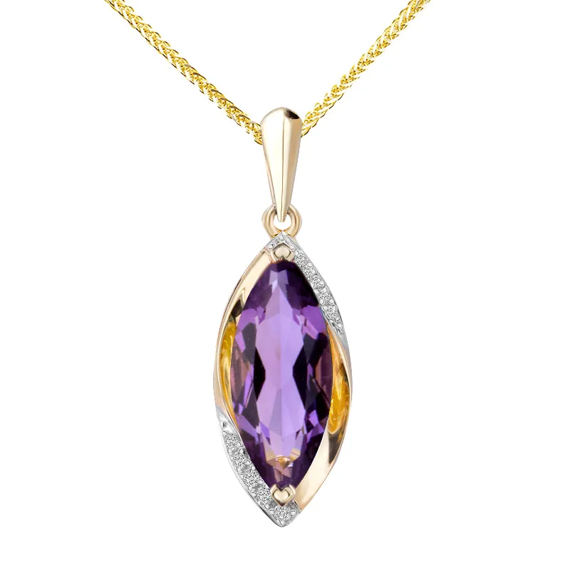 Zawieszka z diamentami i ametystem Ventego z żółtego złota