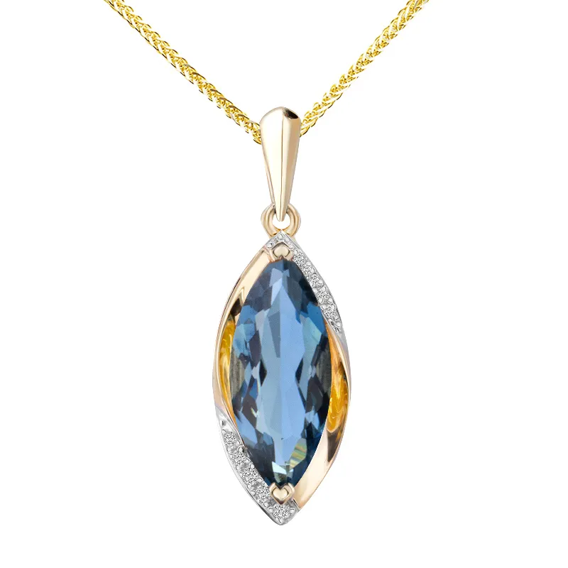 Zawieszka z diamentami i topazem Ventego z żółtego złota