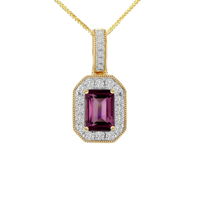 Zawieszka z diamentami i rodolitem Ventego z żółtego złota