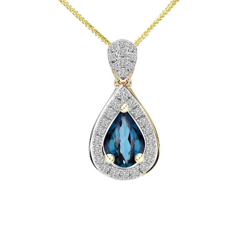 Zawieszka z diamentami i topazem Ventego z żółtego złota