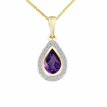 Zawieszka z diamentami i ametystem Ventego z żółtego złota 0,34ct