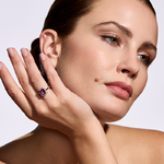 Pierścionek zaręczynowy z brylantami i ametystem Ventego z żółtego złota