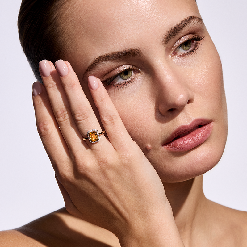 Pierścionek zaręczynowy z diamentami i cytrynem Ventego z żółtego złota 1,52ct