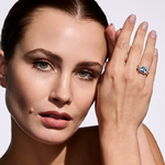 Pierścionek zaręczynowy z brylantami i topazem Ventego z żółtego złota