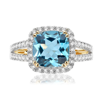 Pierścionek zaręczynowy z brylantami i topazem Ventego z żółtego złota