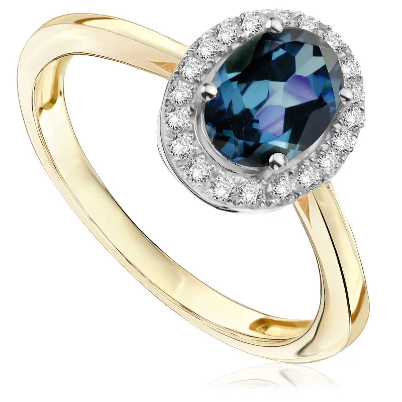 Pierścionek zaręczynowy z brylantami i topazem Ventego z żółtego złota