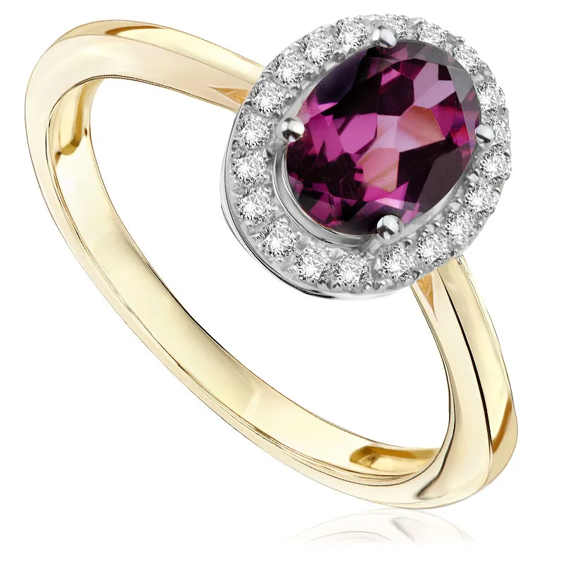 Pierścionek zaręczynowy z brylantami i rodolitem Ventego z żółtego złota P0420ZH 0.97 ctct